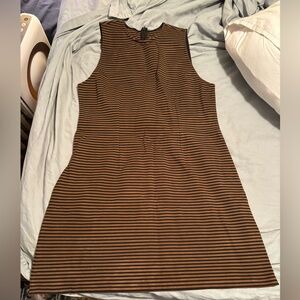 Worn once! Everlane The Dream '90s Shift Dress in brown stripes XL